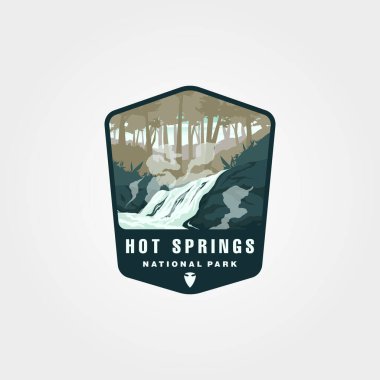 hot springs national park logo vector patch illustration design, arkansas hot springs logo design