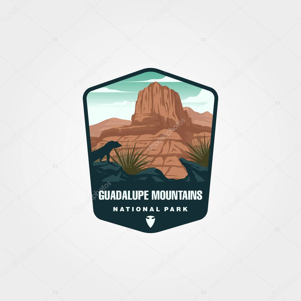 Guadalupe mountains sticker patch logo vector symbol illustration design