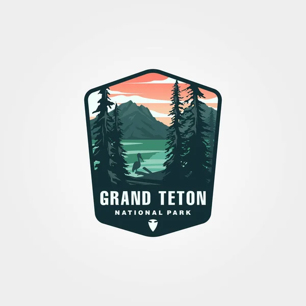 Вектор Ілюстрації Логотипу Національного Парку Гранд Теон Колекція Національних Парків — стоковий вектор