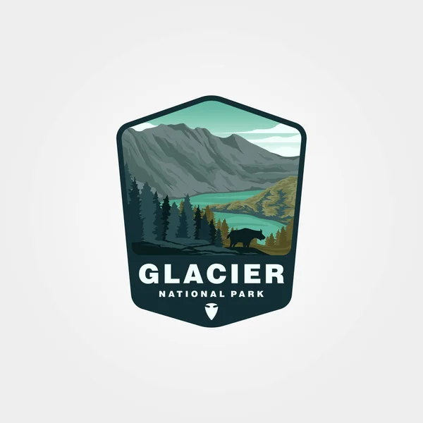 Vector Glacier National Park Vector Patch Logo Design — Archivo Imágenes Vectoriales