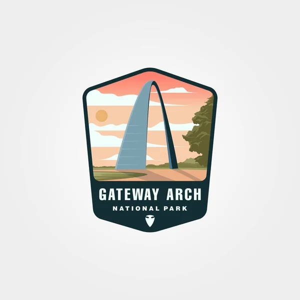 Gateway Arch Vector Patch Logo Symbol Illustration Design National Park — Stock Vector