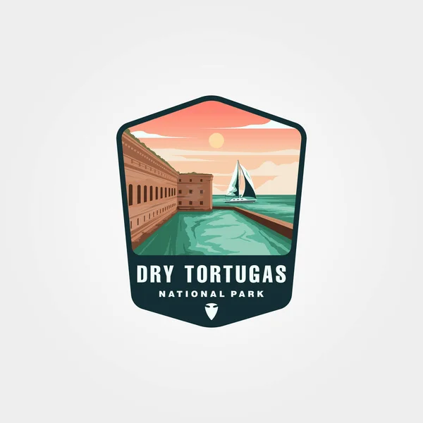 Vector Dry Tortugas Sticker Patch Logo Design National Park Emblem — Vettoriale Stock