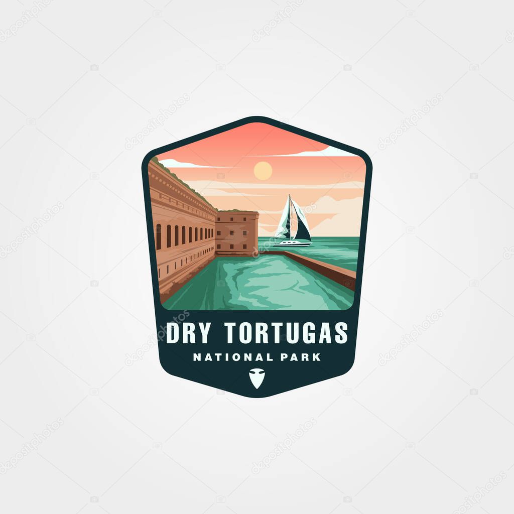 Vector of dry tortugas sticker patch logo design, us national park emblem