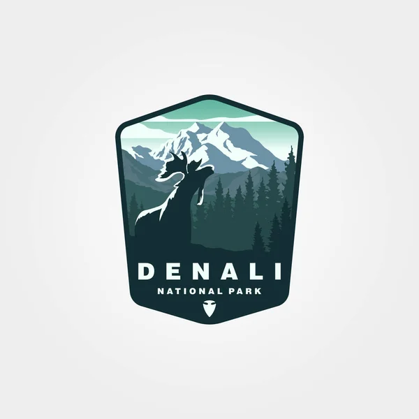 Vector Denali National Park Sticker Patch Logo Design — Archivo Imágenes Vectoriales