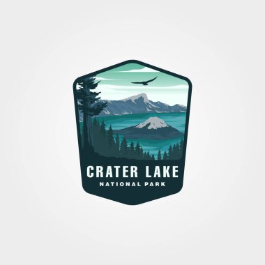 crater lake vintage logo vector symbol illustration design clipart