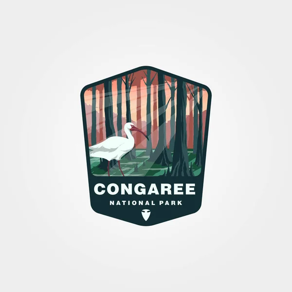 Congaree Εθνικό Πάρκο Λογότυπο Διάνυσμα Vintage Σύμβολο Εικονογράφηση Σχεδιασμό — Διανυσματικό Αρχείο