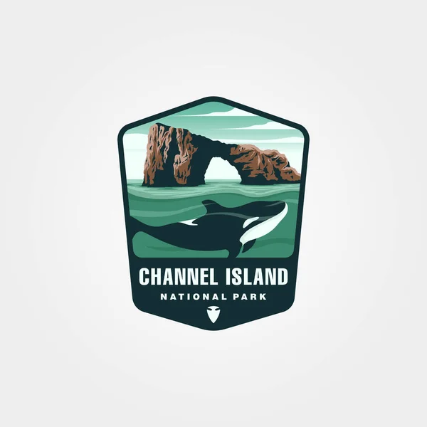 Vector Channel Island Vintage Logo Symbol Illustration Design — 스톡 벡터