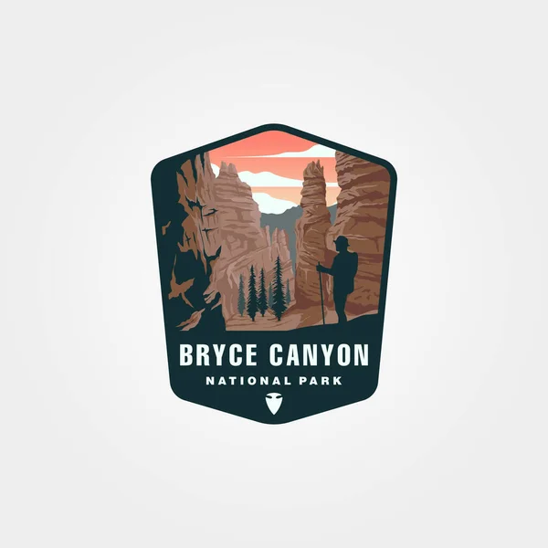 Bryce Canyon Vector Logo Vintage Illustration Design National Park Sticker — Wektor stockowy