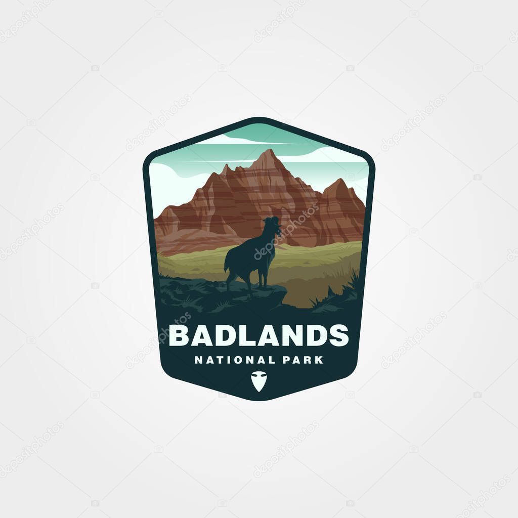 Badlands national park logo vintage vector symbol illustration design