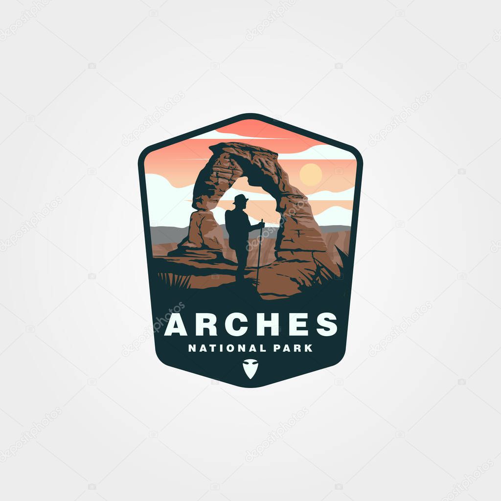 Vector of arches national park vintage logo symbol illustration design