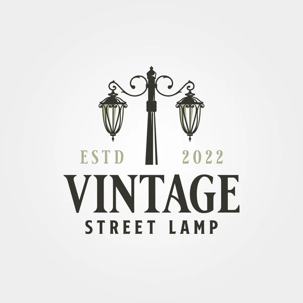 Vintage Street Lamp Logo Vector Symbol Illustration Design —  Vetores de Stock