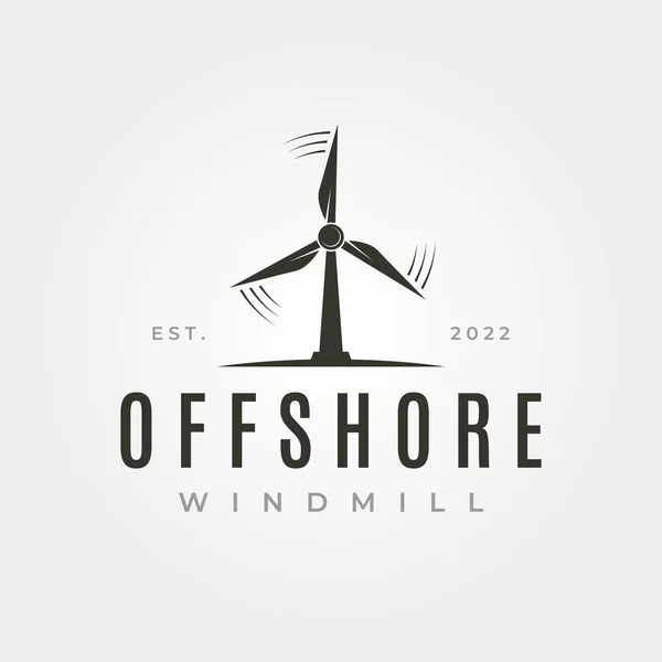 Offshore Windmill Vintage Λογότυπο Διάνυσμα Σύμβολο Εικονογράφηση Σχέδιο — Διανυσματικό Αρχείο