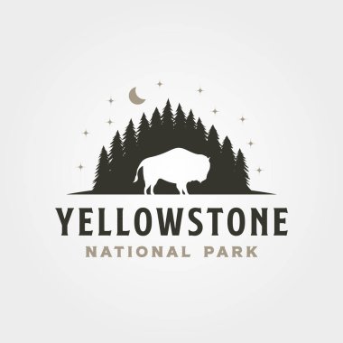 Yellowstone Ulusal Park Vintage logo vektör sembolü çizimi