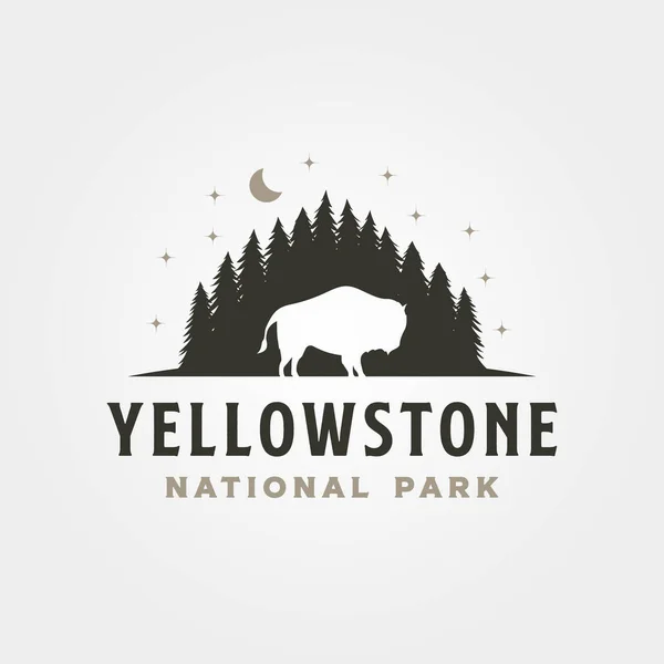 Yellowstone National Park Vintage Logo Vector Symbol Illustration Design — Stock Vector
