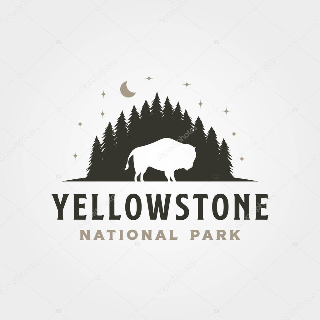 Yellowstone national park vintage logo vector symbol illustration design
