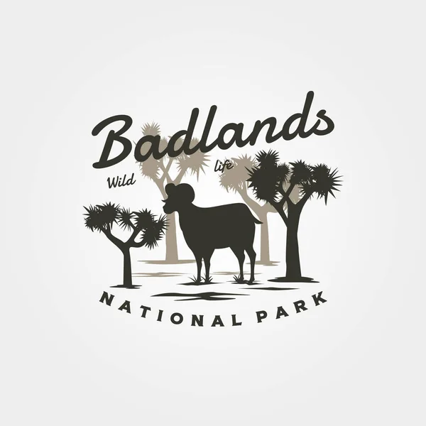 Badlands Logó Vektor Vintage Illusztráció Design Bighorn Vad Logó Szimbólum — Stock Vector