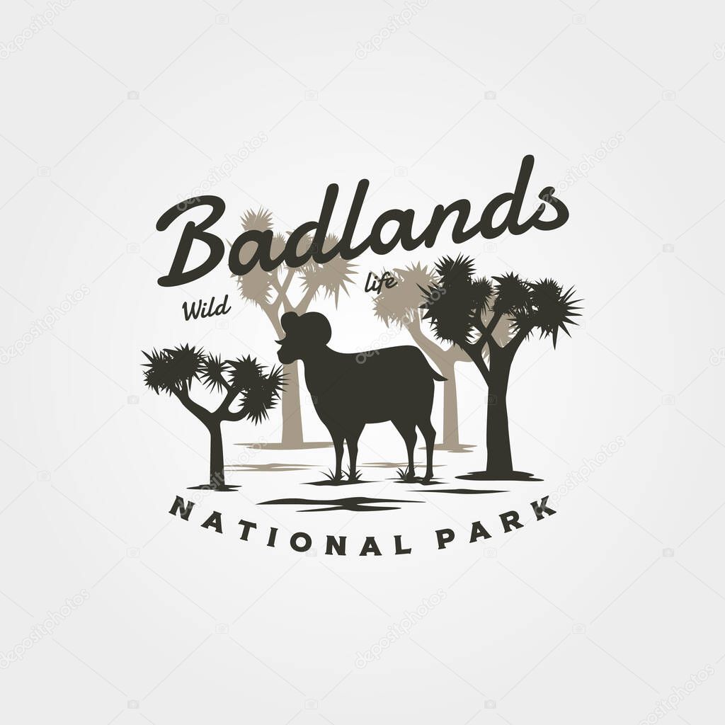 Badlands logo vector vintage illustration design, bighorn wild logo symbol design