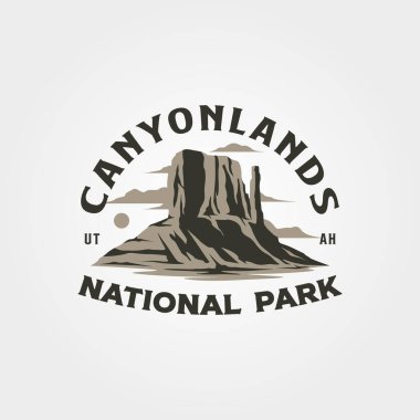 Canyonlands vintage logo vektör çizimi, ABD ulusal park servis logosu tasarımı