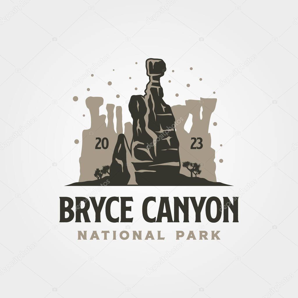Bryce canyon vintage vector symbol illustration design, queens garden symbol