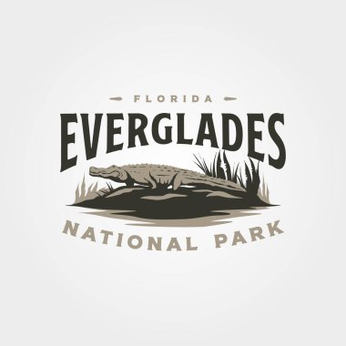 Everglades timsah resimli klasik logo vektörü