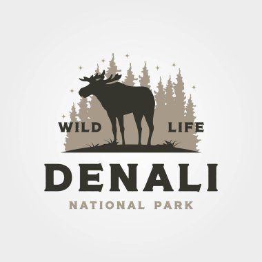 Denali Ulusal Park Vintage logo vektör sembolü çizimi