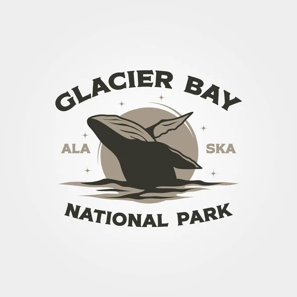 Humpback Parque Nacional Baía Glaciar Design Ilustração Vetor Logotipo Vintage —  Vetores de Stock