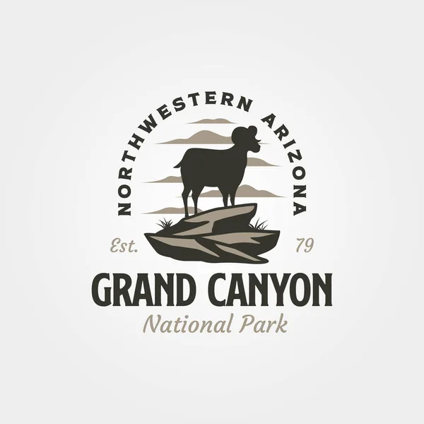 Grand Canyon Logo Parc National Avec Symbole Chèvre Montagne Illustration Graphismes Vectoriels