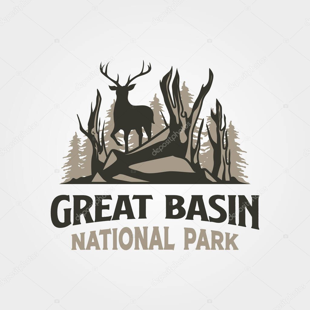 Great basin vintage logo vector illustration design, adventure wildlife logo design