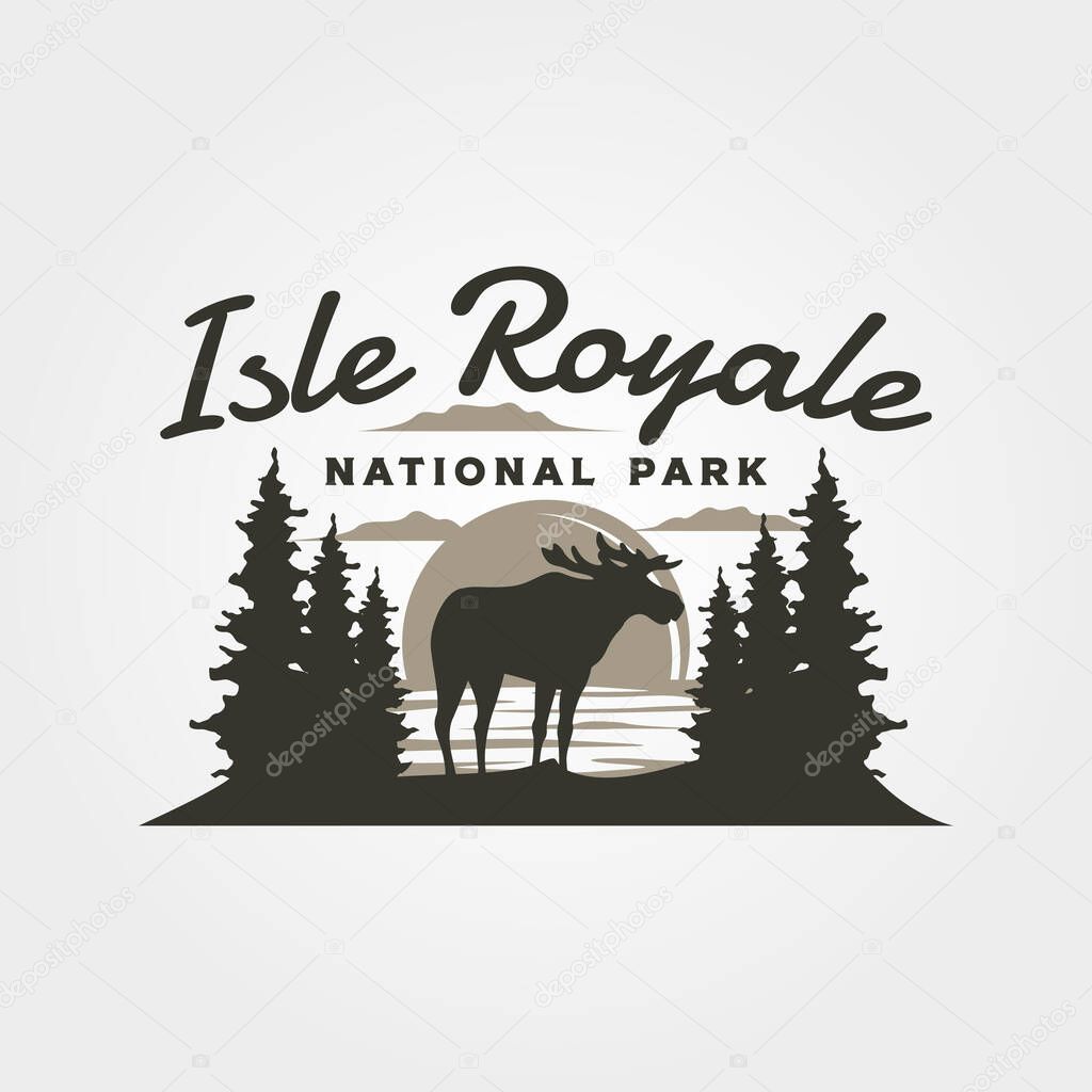 Isle royale adventure travel logo vector vintage illustration design