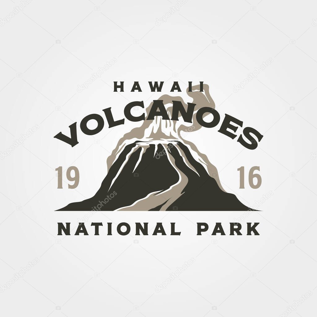 Hawaii volcanos vintage logo vector symbol illustration design, mountain eruption symbol