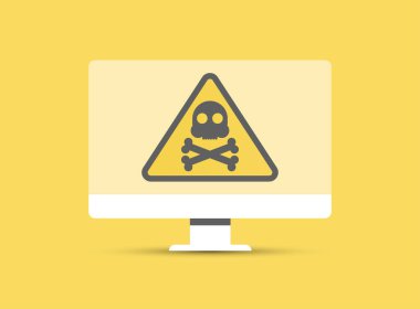 Bilgisayarda Tehlike İşareti. Vektör İllüstrasyonu