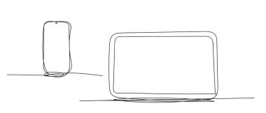 Basit bir telefon ve dizüstü bilgisayar ikonu. Vektör