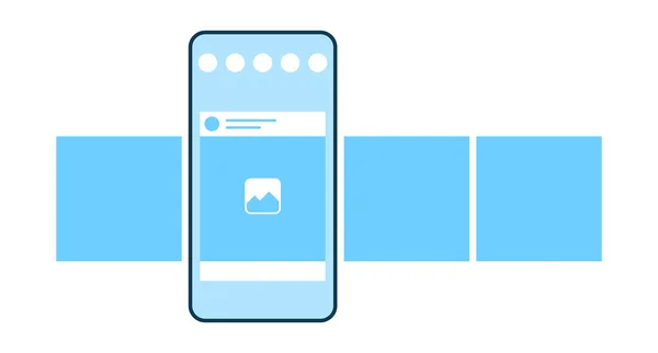 Téléphone avec des messages vides sur les médias sociaux Modèle de carrousel — Image vectorielle