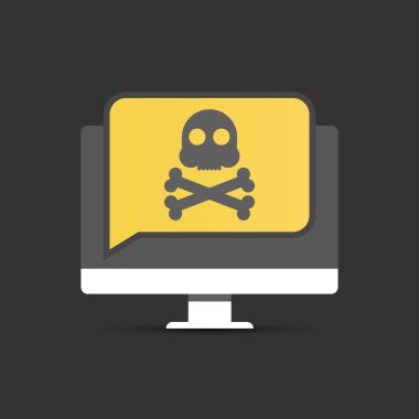 Uyarı, Bildirim, Uyarı, Önemli İleti Bir Dizüstü bilgisayar ekranında - Vektör Tasarımı İllüstrasyonu