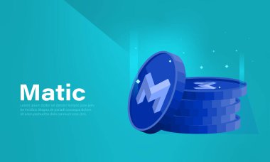 MATIC şifreli döviz bayrağı. MATIC madeni para konsepti. Engelleme teknolojisi