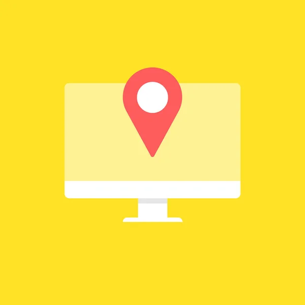 Geodesy Icon Location Point Monitor Screen Online Map Conception — Vector de stock