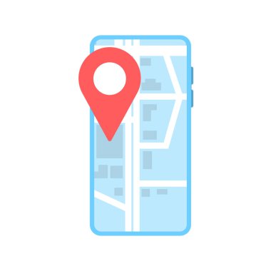 Haritada yeri olan bir telefon. Satış vektör simgesi için arazi.