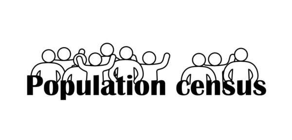 Надпись на переписи. Группа людей, стоящих над надписью.