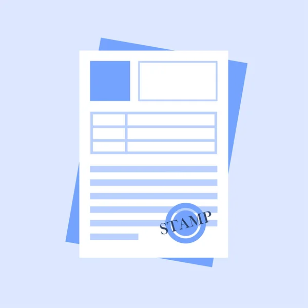 Document Icon Stamp Blue Style - Stok Vektor