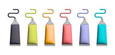 Yaratıcılığa hazır. Farklı renklerde 3 boyutlu tüpler..