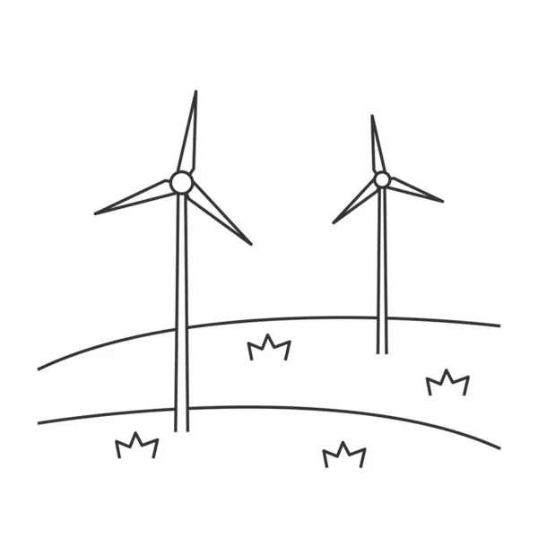 Windmolens Boerderij Die Schone Energie Produceren Concept Hernieuwbare Energie — Stockvector
