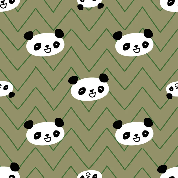 Panda Face Zigzag Seamless Pattern Gráficos De Vetores