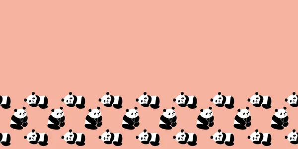 Panda Face Body Frame Border Seamless Pattern — 스톡 벡터