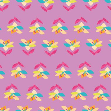 Flower Seamless Pattern. Vector illustration. Perfect for party, fashion, decoration, textile design, background, illustration, carpet, tiles and rug.