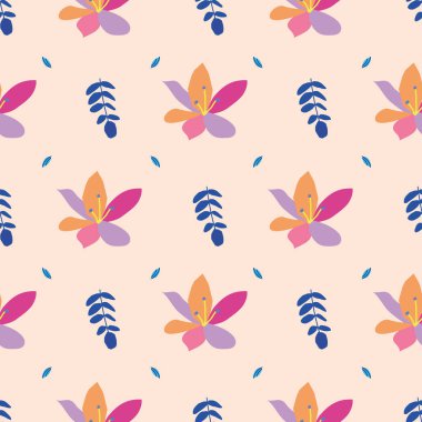 Flower Leaf Seamless Pattern. Vector illustration. Perfect for party, fashion, decoration, textile design, background, illustration, carpet, tiles and rug.