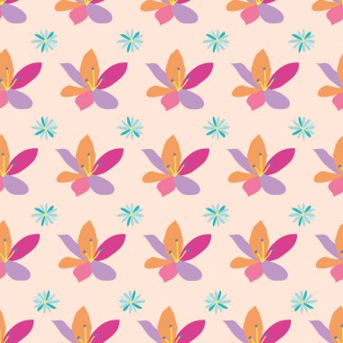 Flower Seamless Pattern. Vector illustration. Perfect for party, fashion, decoration, textile design, background, illustration, carpet, tiles and rug.