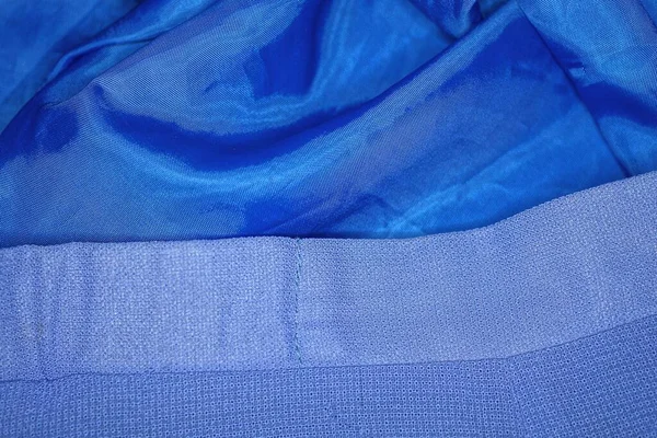 Šedá Modrá Tkanina Textura Kusu Staré Zmačkané Mater Oblečení — Stock fotografie