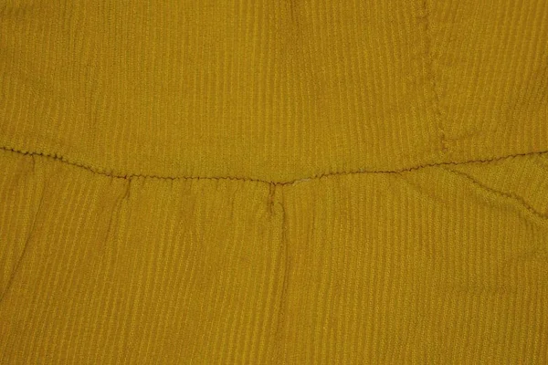 Yellow Fabric Texture Crumpled Piece Cloth Seam — Foto Stock