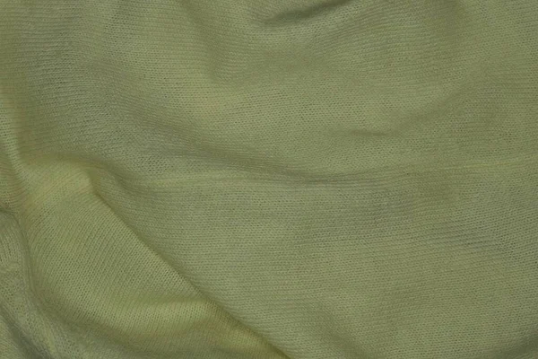 Green Yellow Fabric Texture Piece Crumpled Matter Clothes — Fotografia de Stock