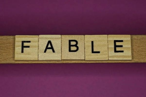 Word Fable Small Wooden Letters Violet Background — Fotografia de Stock